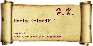 Haris Kristóf névjegykártya